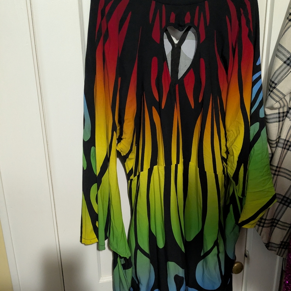 Black Rainbow Ombre Cutout Butterfly Dress